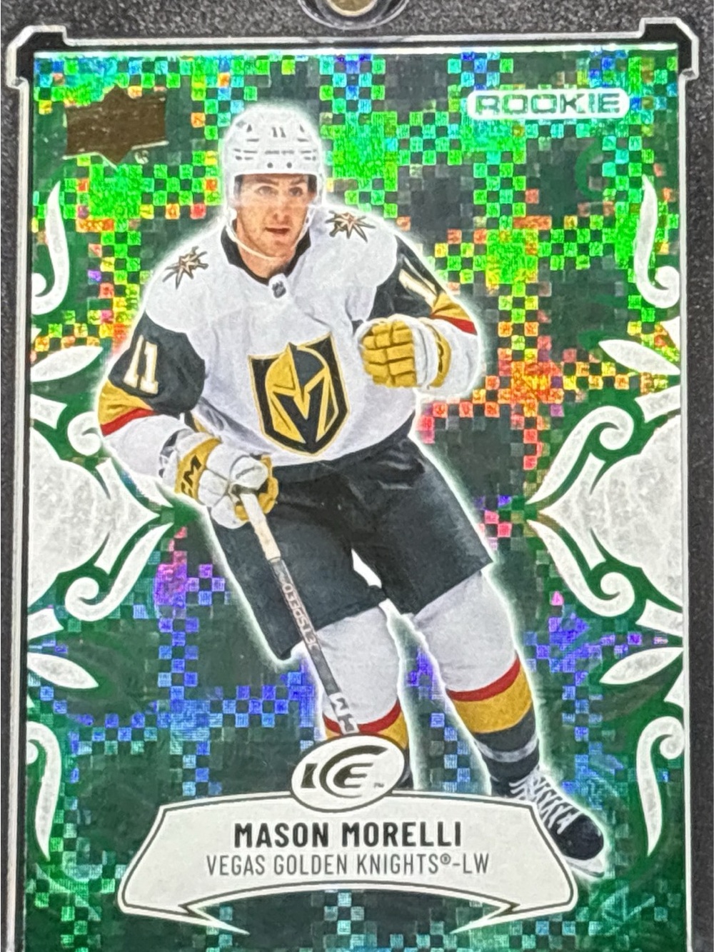 Vegas Golden Knights Rookie Hockey Card - Mason Morelli Emerald Green Prizm